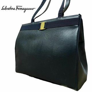 サルヴァトーレフェラガモ(Salvatore Ferragamo)のサルヴァトーレフェラガモ ヴァラ トートバッグ　ショルダーバッグ リザード型押し(トートバッグ)