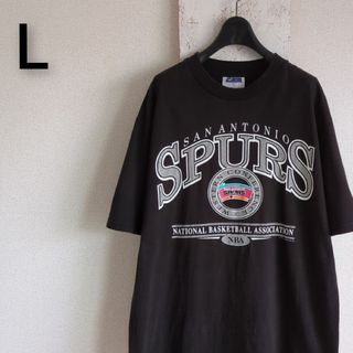 古着　Tシャツ　カットソー　NBA　SPURS　ブラック　バスケットボール　L(Tシャツ/カットソー(半袖/袖なし))