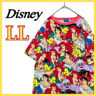 ディズニー(Disney)のDisney ディズニーリゾート 半袖Tシャツ アリエル リトルマーメイド 総柄(Tシャツ/カットソー(半袖/袖なし))