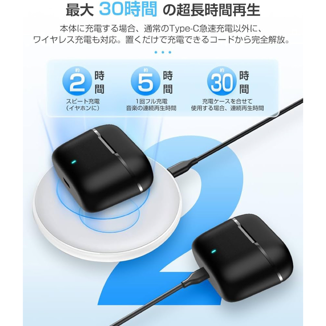 24h内発送✨Bluetooth イヤホン マイク付き 通話 ブラック ケース付 スマホ/家電/カメラのオーディオ機器(ヘッドフォン/イヤフォン)の商品写真