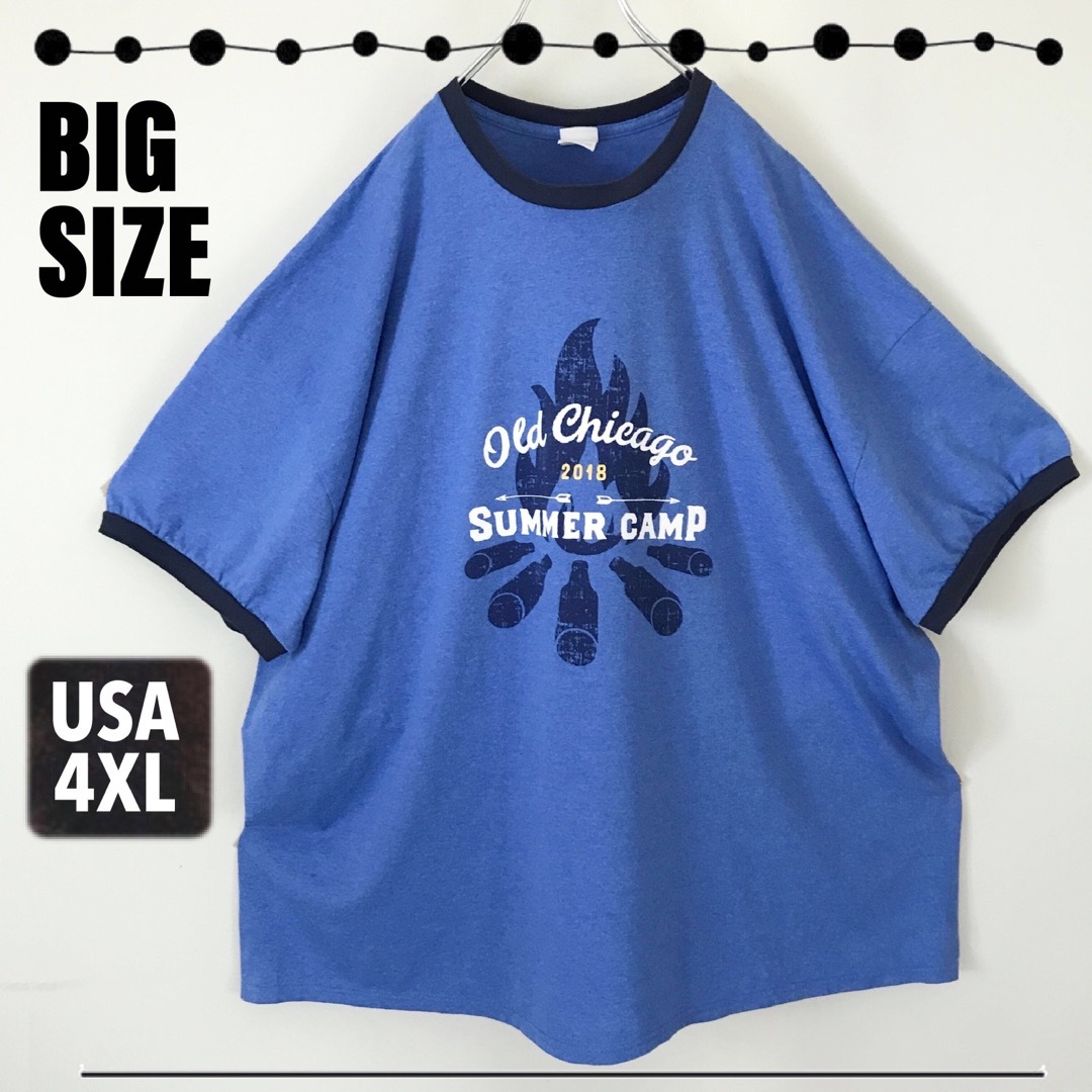 アメリカ古着★超ビッグ★リンガーTシャツ★SUMMER CAMP★USA 4XL メンズのトップス(Tシャツ/カットソー(半袖/袖なし))の商品写真