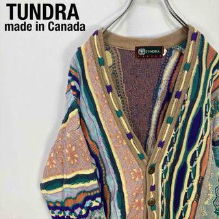 TUNDRA 金属 メタルボタン 立体 コットン 3Dニット カーディガン(カーディガン)