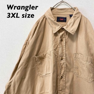 Wrangler - ラングラー　長袖シャツ　無地　ワークシャツ　男女兼用　ベージュ　3XLサイズ