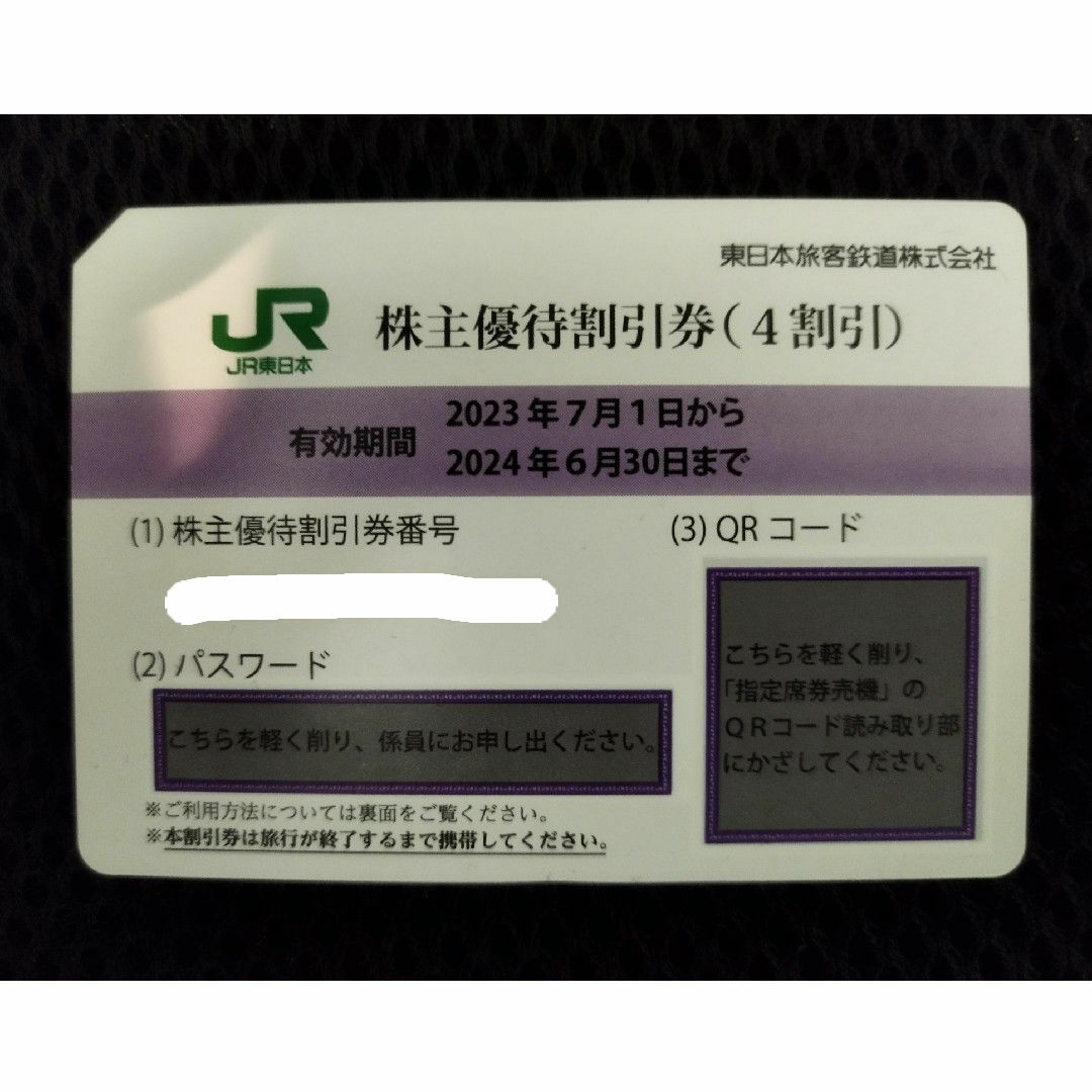 JR(ジェイアール)のJR東日本　株主優待券　1枚　匿名配送 チケットの乗車券/交通券(鉄道乗車券)の商品写真