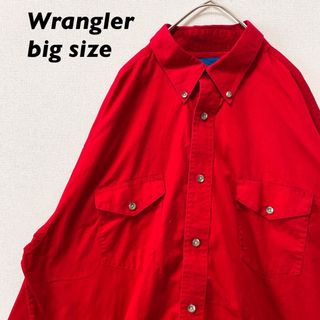 ラングラー(Wrangler)のラングラー　長袖シャツ　ボタンダウン　無地　プレーン　赤色　男女兼用(シャツ)