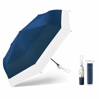 【色: ブルー＋ホワイト】Cyoua 折りたたみ傘 日傘 UVカット 遮光 遮熱(その他)