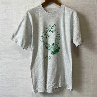 ビンテージ　シングルステッチ　半袖Ｔシャツ　灰色グレー　両面ロゴ　メンズ古着(Tシャツ/カットソー(半袖/袖なし))