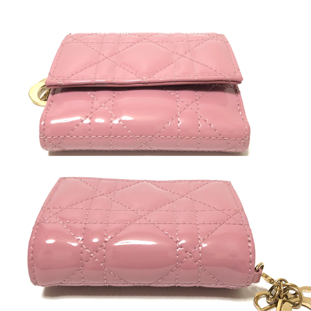 【極美品】Christan Dior ディオールカナージュパテント 三つ折り財布 【極美品】Christan Dior ディオールカナージュパテント 三つ折り財布