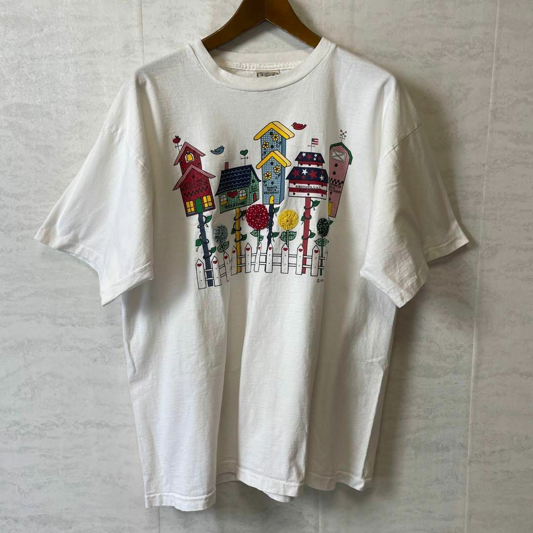 メイドインUSA　シングルステッチビンテージＴシャツ　白ホワイト立体ロゴ　古着 メンズのトップス(Tシャツ/カットソー(半袖/袖なし))の商品写真