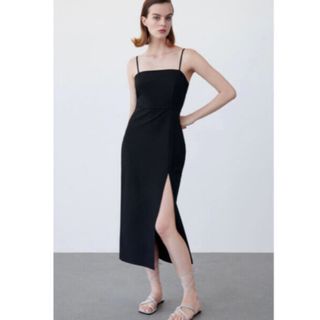 ザラ(ZARA)のZARA スリット入りキャミソールワンピース XS(ロングワンピース/マキシワンピース)