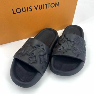 ルイヴィトン(LOUIS VUITTON)のc600真贋済【ヴィトン】美品”モノグラム ウォーターフロント サンダル 黒 8(サンダル)