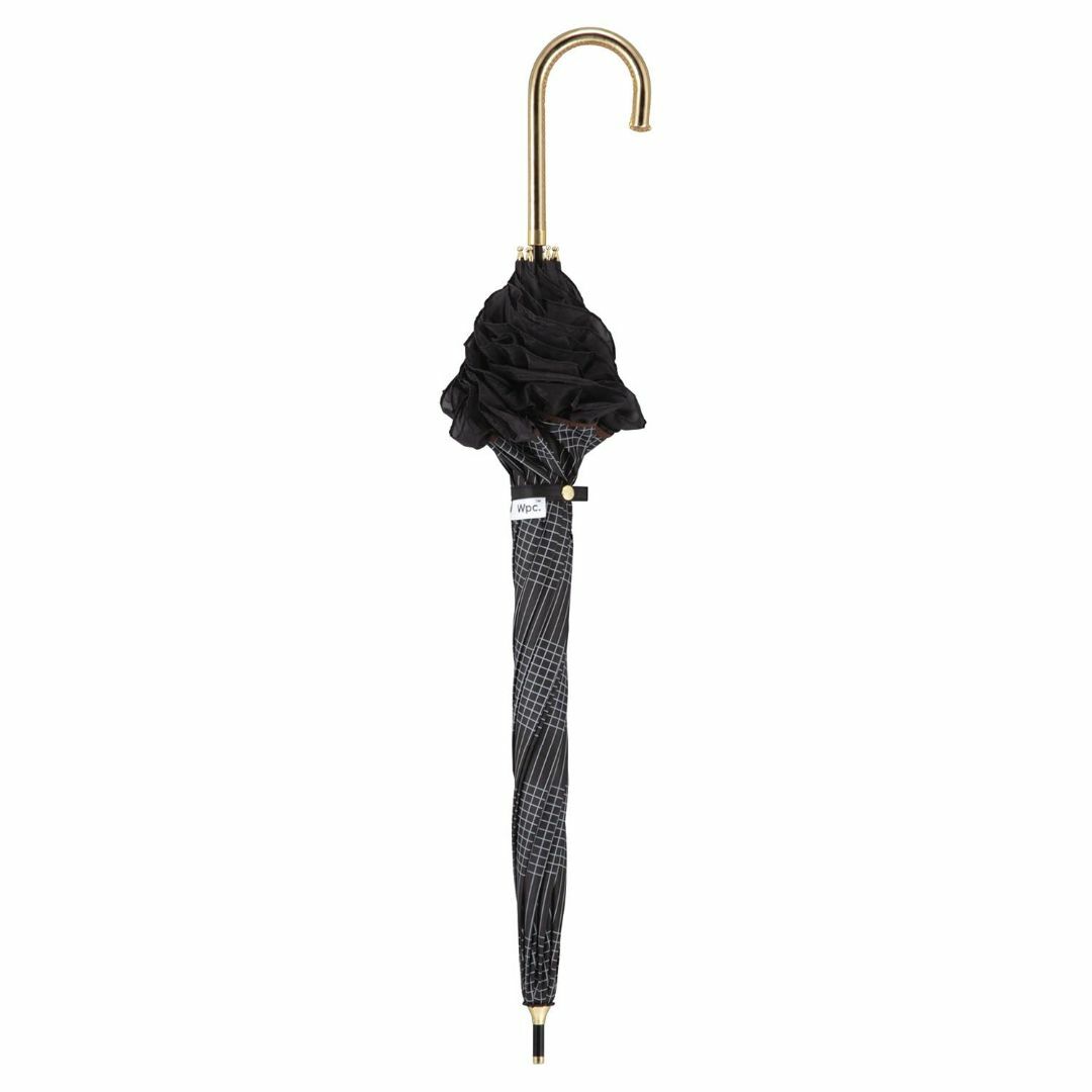 【色: ブラック】Wpc. 日傘 遮光オーガンジーフリルチェック ブラック 長傘 レディースのファッション小物(その他)の商品写真