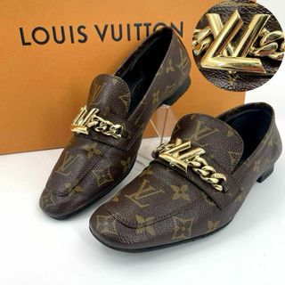 ルイヴィトン(LOUIS VUITTON)のc603真贋済【ヴィトン】極美品”モノグラム LV 金具 ローファー 36.5(ローファー/革靴)