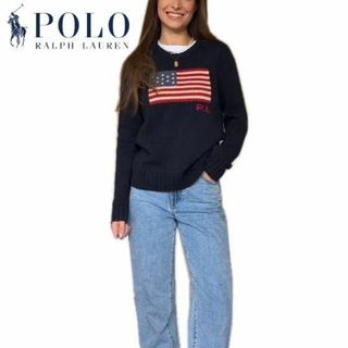 ポロラルフローレン(POLO RALPH LAUREN)の美品 正規 ポロ ラルフローレン アメリカンフラッグ コットンセーター ボーイズ(ニット/セーター)