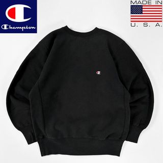 チャンピオン(Champion)のUSA製◎美品 90s Champion リバース 黒 フェード ブラック 無地(スウェット)