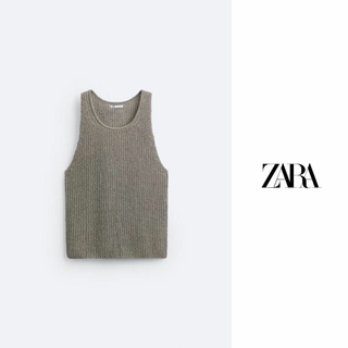 ZARA - 【完売‼️新未タグ‼️】ZARA　テクスチャー オープンニット タンクトップ　L