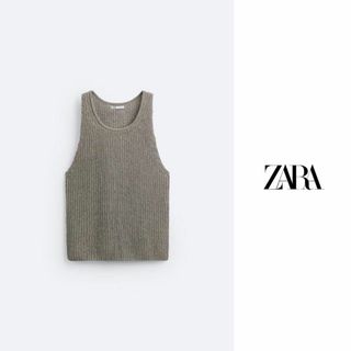 ZARA - 【今期‼️新未タグ‼️】ZARA　テクスチャー オープンニット タンクトップ　L