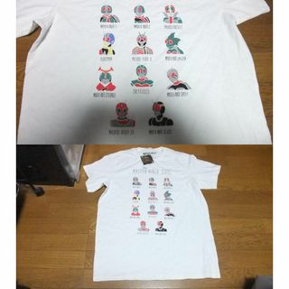 ジーユー(GU)の新品 仮面ライダー 45周年記念 バンダイ コラボ Tシャツ L 　白　gu(Tシャツ/カットソー(半袖/袖なし))