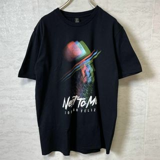 ミュージックティー(MUSIC TEE)のミュージックＴ　オーバーサイズＬ　黒ブラック　半袖Ｔシャツ　メンズ　古着(Tシャツ/カットソー(半袖/袖なし))