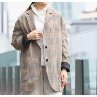 Demi-Luxe BEAMS - 定価4.3万■デミルクスビームス　チェック テーラーカラーオーバージャケット