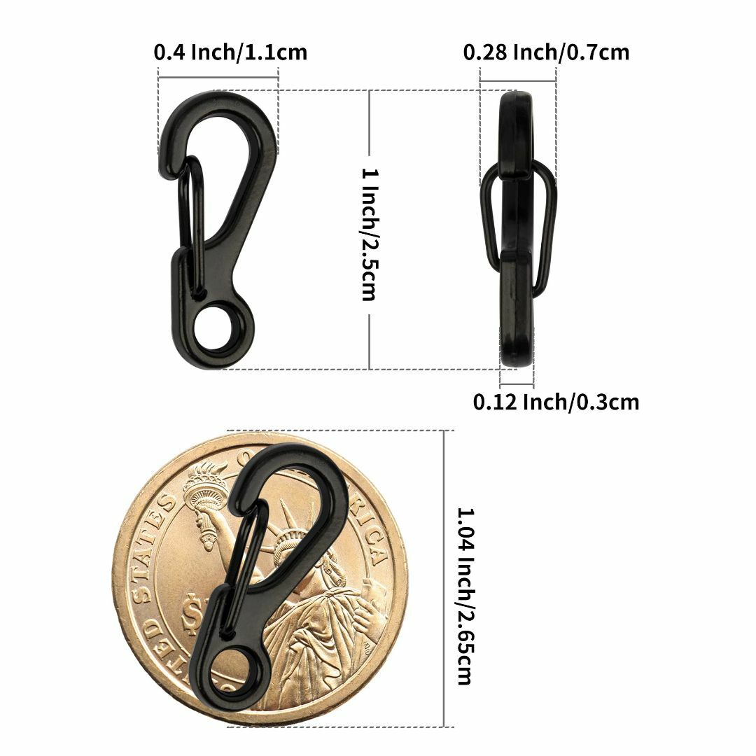 【色: ブラック】カラビナ 小 ミニ型 10個セット ミニカラビナ カラビナスナ スポーツ/アウトドアのアウトドア(登山用品)の商品写真