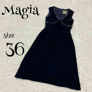 Magia マージア ☆ ノースリーブワンピース ベロア生地 シルク混 36(ひざ丈ワンピース)