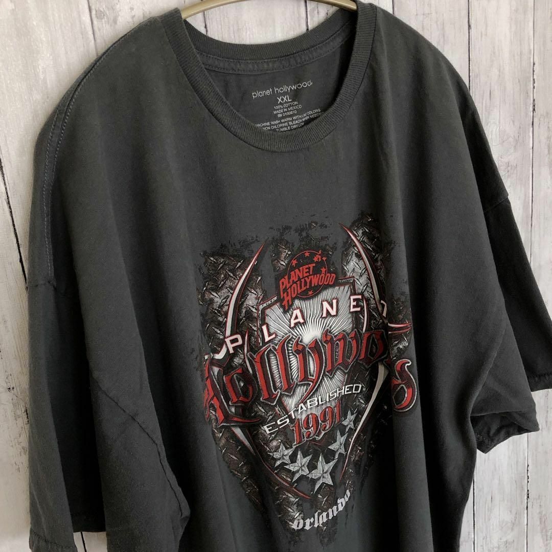 プラネットハリウッド　オーバーサイズ2ＸＬ　半袖Ｔシャツ　黒ブラック　メンズ古着 メンズのトップス(Tシャツ/カットソー(半袖/袖なし))の商品写真