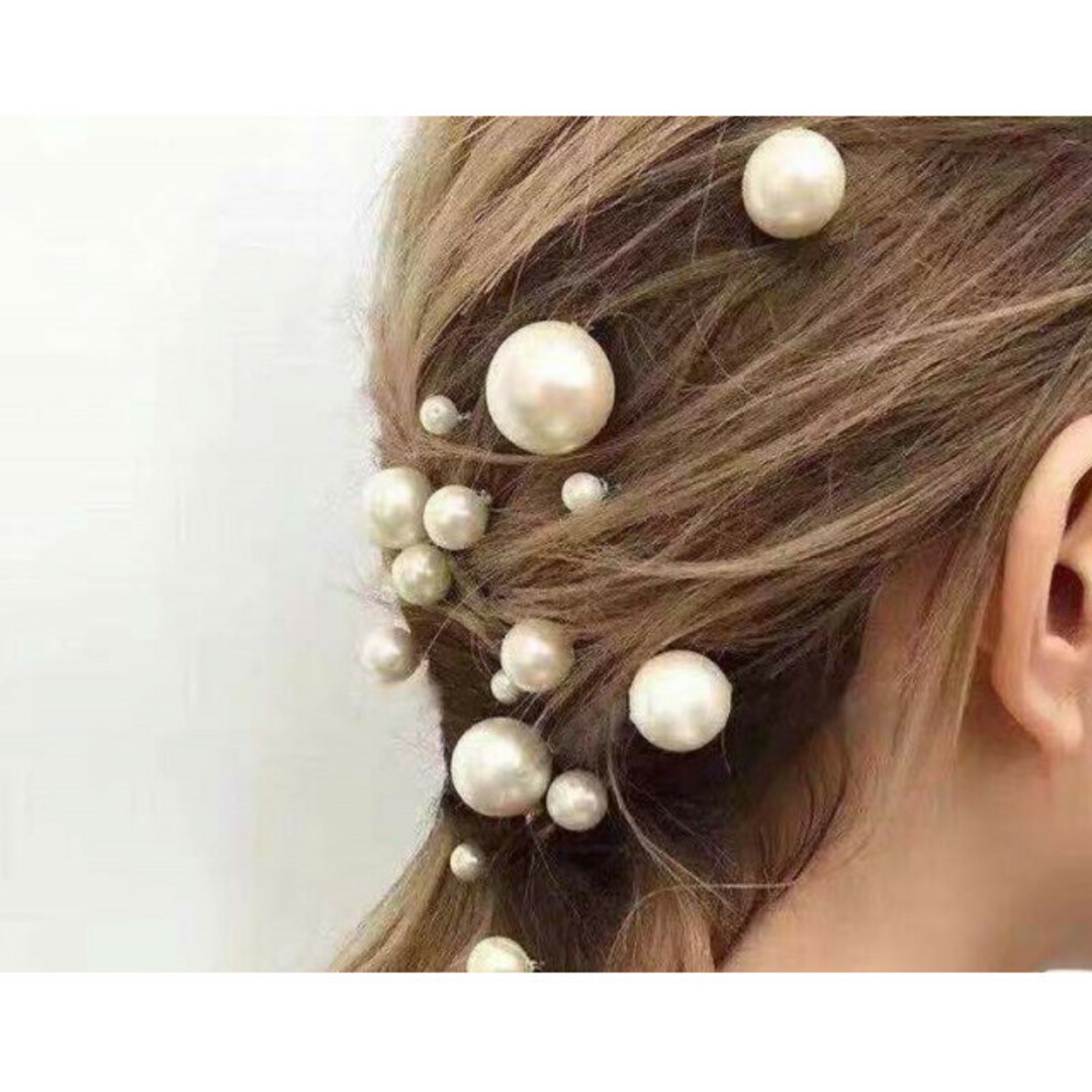 パールピン Uピン ヘアピン へアドレス　16pc 成人式　結婚式　洋装　和装 レディースのヘアアクセサリー(ヘアピン)の商品写真