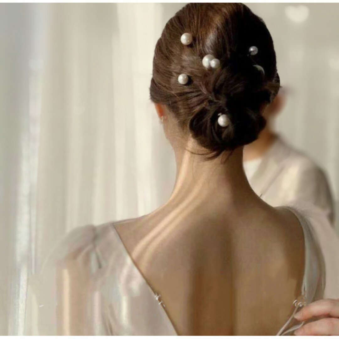 パールピン Uピン ヘアピン へアドレス　16pc 成人式　結婚式　洋装　和装 レディースのヘアアクセサリー(ヘアピン)の商品写真