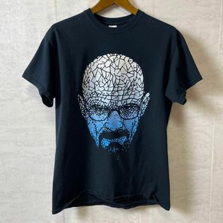 プリントＴシャツ　サイズＭ　黒ブラック　半袖Ｔシャツ　顔　フェイスプリント　古着(Tシャツ/カットソー(半袖/袖なし))