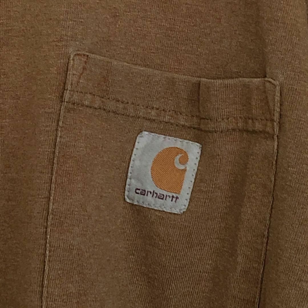 carhartt(カーハート)のカーハート　CARHARTT　サイズＸＬ　茶色ブラウン　胸ポケットありメンズ古着 メンズのトップス(Tシャツ/カットソー(半袖/袖なし))の商品写真
