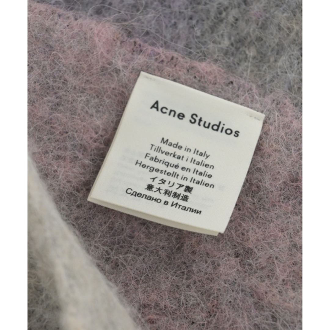 Acne Studios(アクネストゥディオズ)のAcne Studios マフラー - グレーxピンクxベージュ(ボーダー) 【古着】【中古】 レディースのファッション小物(マフラー/ショール)の商品写真