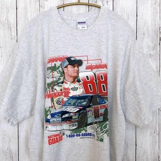 レーシングＴシャツ　サイズＸＬ　99％コットン　灰色グレー　シボレー　メンズ古着(Tシャツ/カットソー(半袖/袖なし))