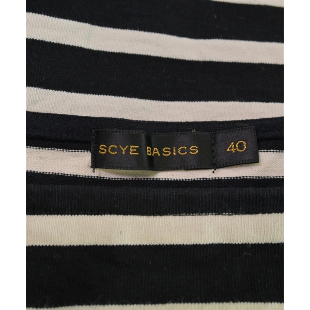 SCYE BASICS(サイベーシックス)のSCYE BASICS Tシャツ・カットソー 40(M位) 白x黒(ボーダー) 【古着】【中古】 メンズのトップス(Tシャツ/カットソー(半袖/袖なし))の商品写真