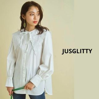 ジャスグリッティー(JUSGLITTY)の22AW ジャスグリッティー エンブロイダリーカラーブラウス　ホワイト(シャツ/ブラウス(長袖/七分))