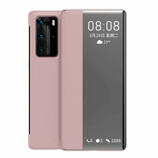 【色:ローズ】ケース Huawei P40 Pro,手帳型 ミラー 面白い 知能(その他)