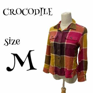 Crocodile - CROCODILE クロコダイル ☆ チェック柄シャツ コットンシャツ Mサイズ