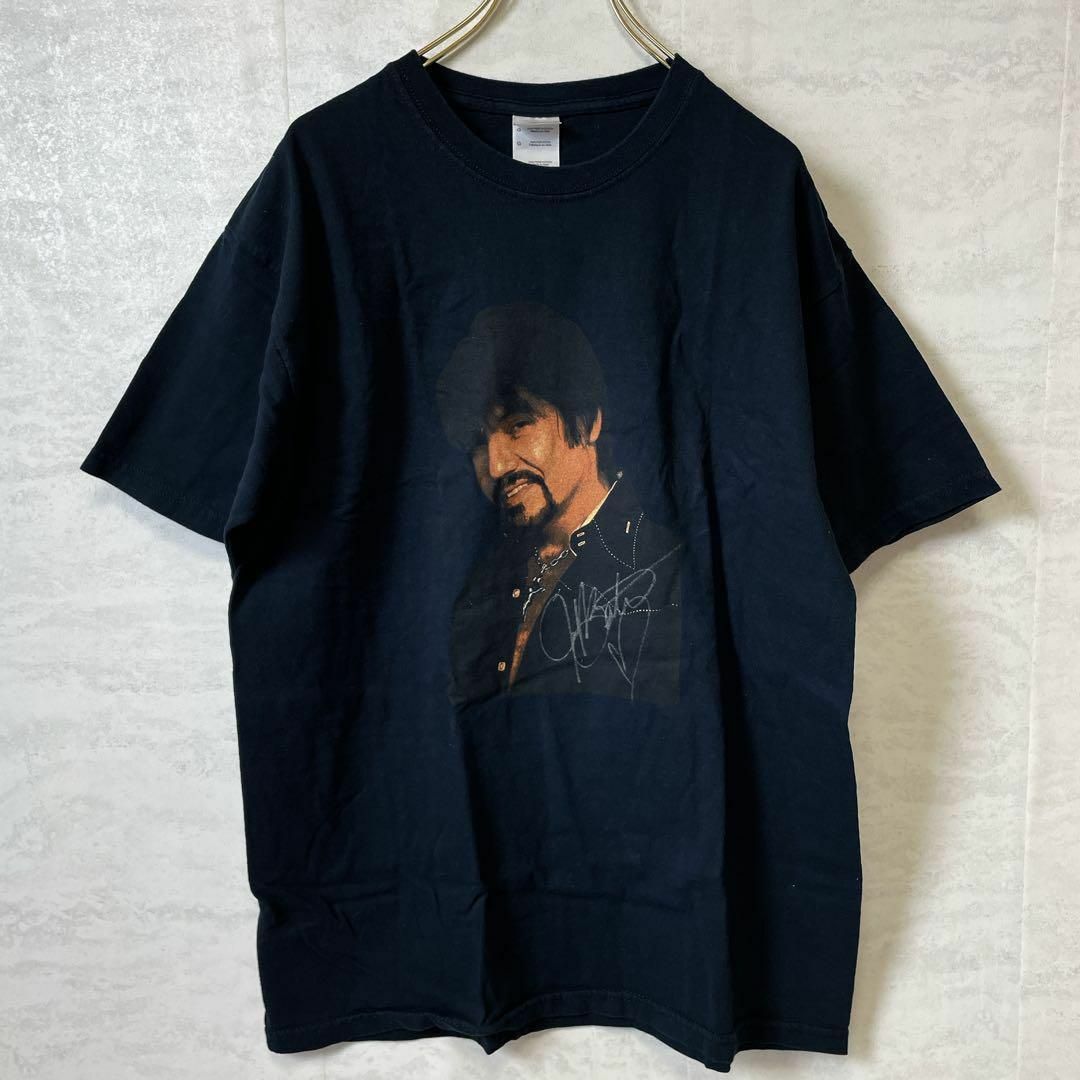 MUSIC TEE(ミュージックティー)のミュージックＴシャツ　オーバーサイズＬ　黒ブラック　葉案袖Ｔシャツ　メンズ　古着 メンズのトップス(Tシャツ/カットソー(半袖/袖なし))の商品写真