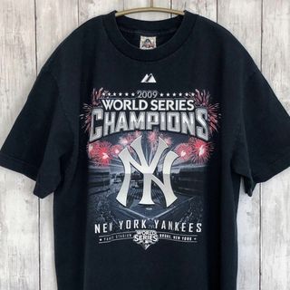 メジャーリーグベースボール(MLB)のMLBメジャーリーグ　ヤンキース　サイズＭ　黒ブラック　半袖Tシャツ　メンズ古着(Tシャツ/カットソー(半袖/袖なし))