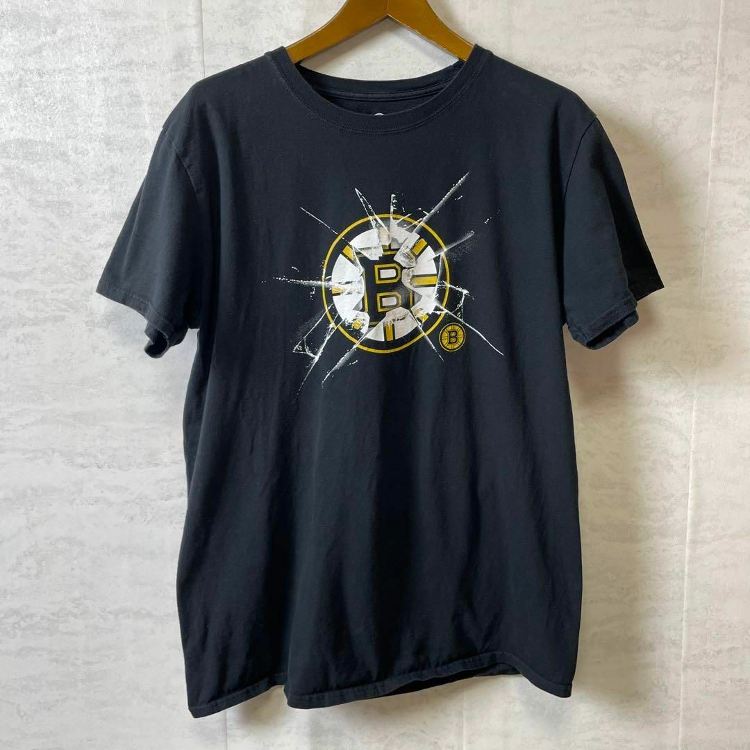 NHL　アイスホッケー　半袖Ｔシャツ　黒ブラック　オーバーサイズＬ　メンズ　古着 メンズのトップス(Tシャツ/カットソー(半袖/袖なし))の商品写真