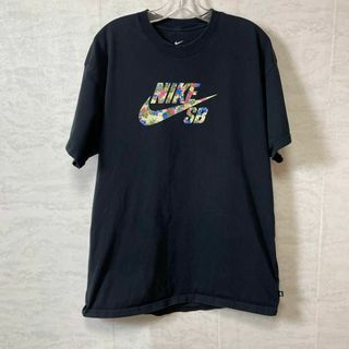 ナイキSB　スケートボード　花柄ボタニカルスウッシュ　サイズＬ　黒　メンズ　古着(Tシャツ/カットソー(半袖/袖なし))