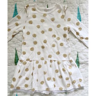 プチバトー(PETIT BATEAU)の☆美品☆プチバトー☆ゴールドドットコットンチュールワンピース☆(ワンピース)