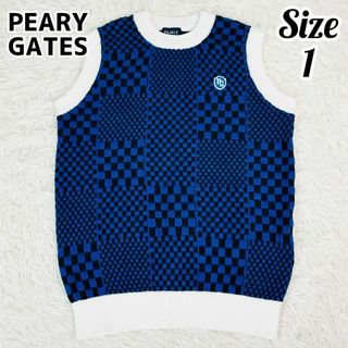 パーリーゲイツ(PEARLY GATES)の【美品】パーリーゲイツ ニットベスト 切り替えデザイン チェック(ウエア)