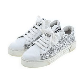 ミュウミュウ(miumiu)のMiu Miu スニーカー EU36 1/2(23cm位) 白xシルバー 【古着】【中古】(スニーカー)