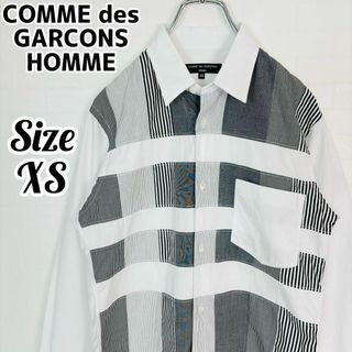 COMME des GARCONS HOMME - 【美品】コムデギャルソン オム 長袖シャツ パッチワーク チェック ホワイト