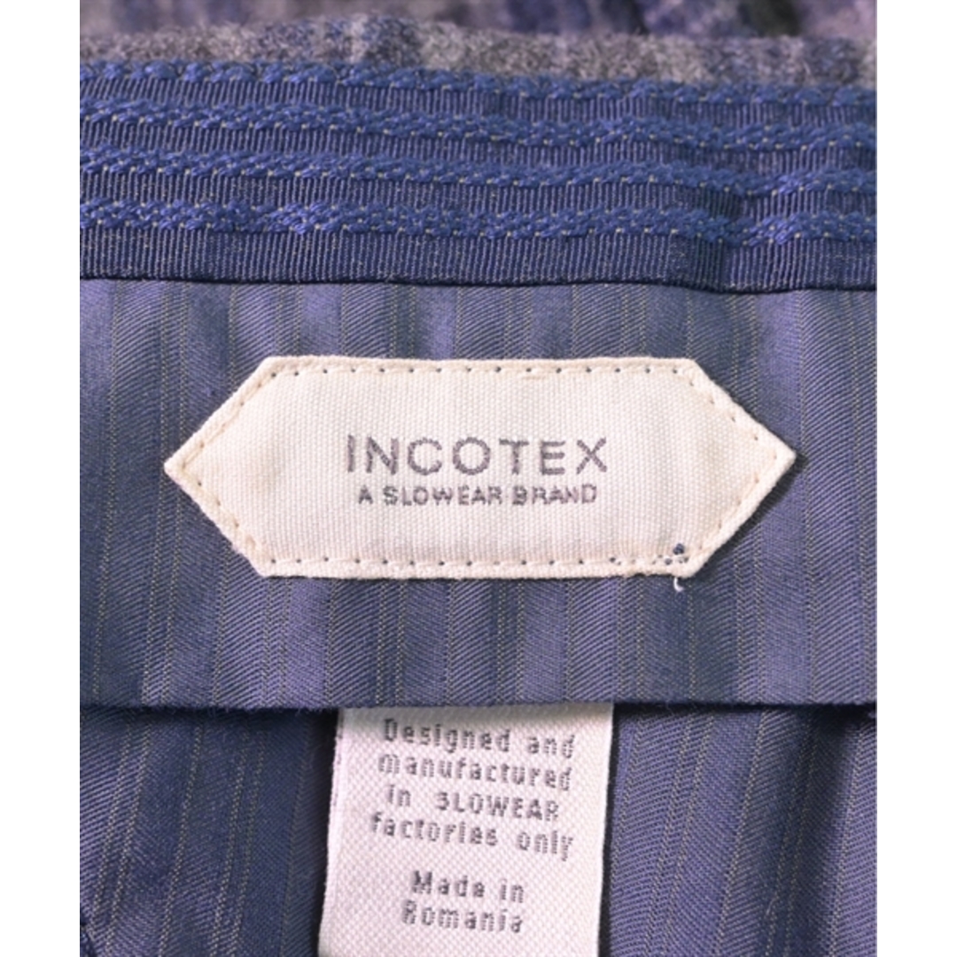 INCOTEX(インコテックス)のINCOTEX インコテックス スラックス 46(M位) グレーx紺(チェック) 【古着】【中古】 メンズのパンツ(スラックス)の商品写真