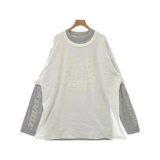 ボディソング(bodysong.)のbodysong. Tシャツ・カットソー -(XXL位) 白xグレー 【古着】【中古】(Tシャツ/カットソー(半袖/袖なし))