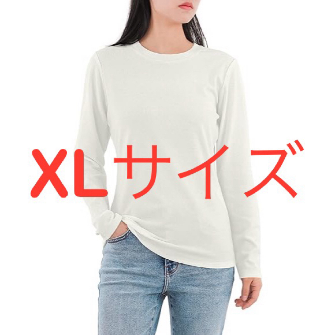 Tシャツ カットソー レディース 長袖 クルーネック ロング ホワイト レディースのトップス(Tシャツ(長袖/七分))の商品写真