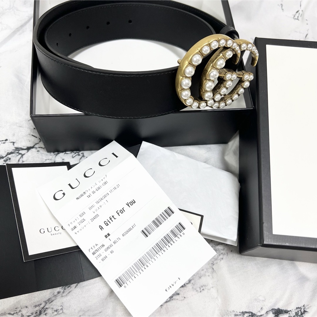 Gucci(グッチ)のGUCCI グッチ BELT WITH PEARL DOUBLE Gパールベルト レディースのファッション小物(ベルト)の商品写真