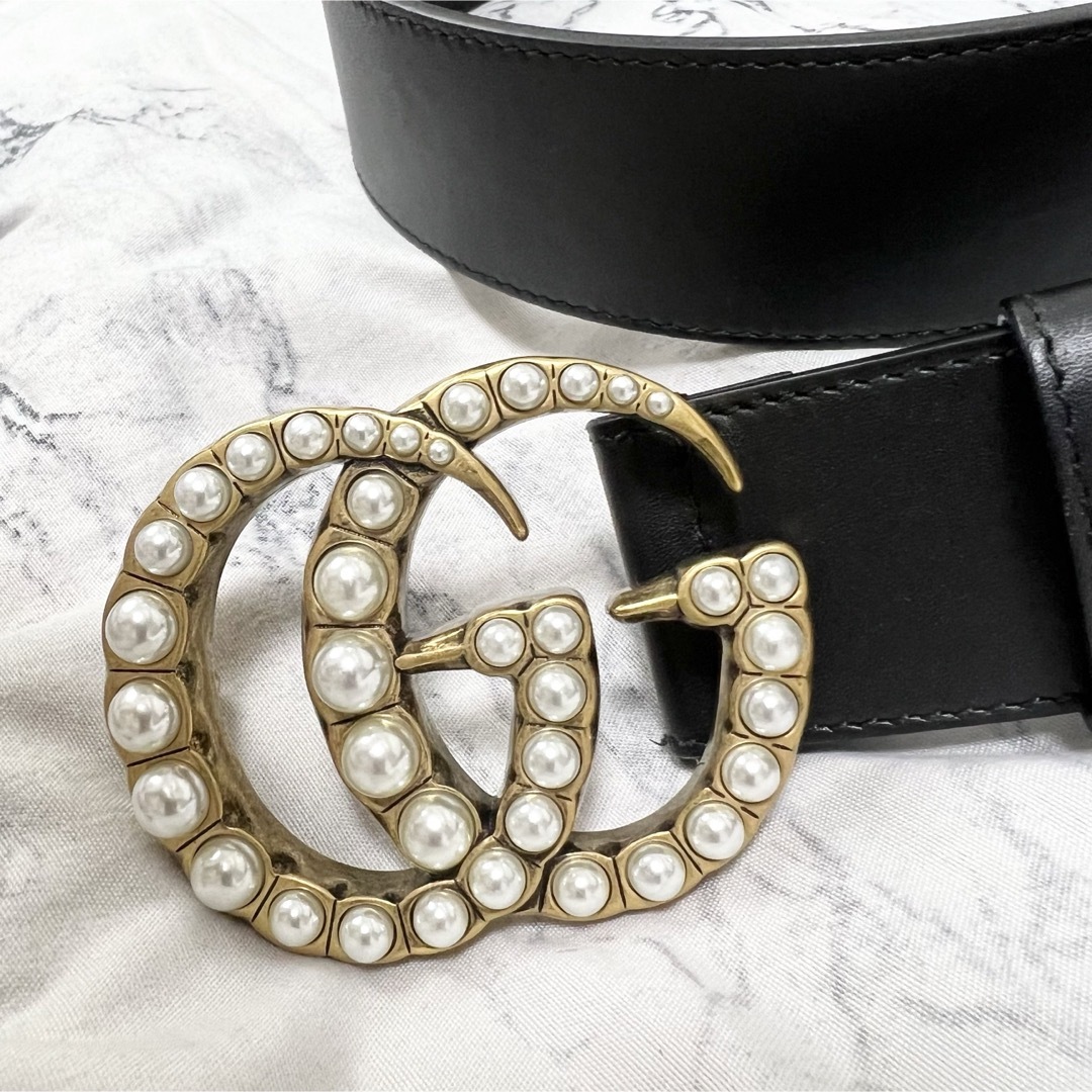 Gucci(グッチ)のGUCCI グッチ BELT WITH PEARL DOUBLE Gパールベルト レディースのファッション小物(ベルト)の商品写真